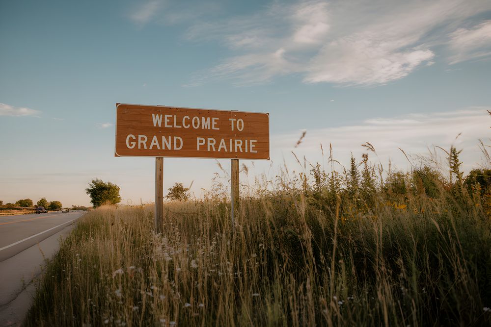 Grand Prairie Texas Wooden Welcome Sign with Rustic Charm and State Pride, Warm Invitation to the Heart of the Lone Star State, United States